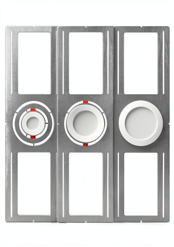 72 Pack New Construction Mounting Plate with 3-4-6" Round Hole –26× 8" Galvanized Steel Recessed LED Light Plate in Wafer Light Bracket, Thin Recessed Ceiling Light with Junction Box-3