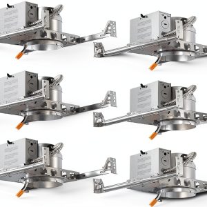 TORCHSTAR 8-Pack 4 Inch Shallow New Construction Recessed Lighting Housing, IC Rated & Air Tight Ceiling LED Downlight Can with J-Box, ETL Listed Slim/Narrow Can Light Housing, TP24 Connector-0